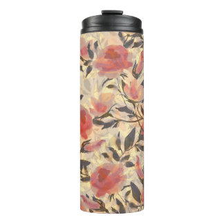 Garrafa Térmica rosas selvagens primavera: padrão de aquarelas.