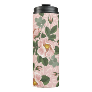 Garrafa Térmica Rosas Selvagens Vintage: Fundo Floral