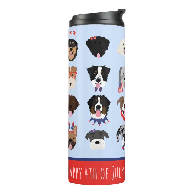 Garrafa Térmica Rostos De Cachorro Do Quarto De Julho (Giro à esquerda)