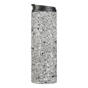 Garrafa Térmica Rostos de Desenho Animado Divertidos Arte Desenho 