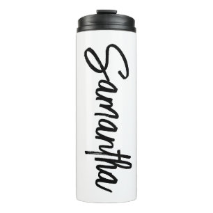 Garrafa Térmica Roteiro de Pincel Branco e Preto Personalizado