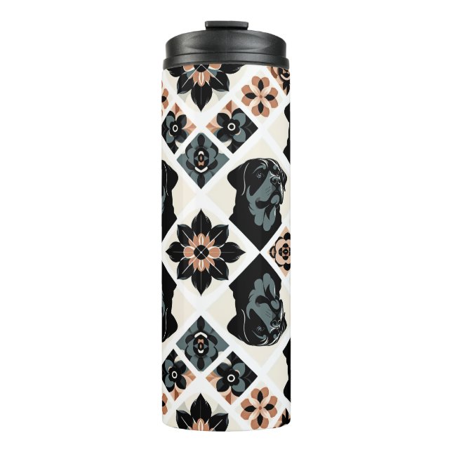 Garrafa Térmica Rottweiler Floral Geometric Pattern (Frente)