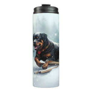 Garrafa Térmica Rottweiler Natal neve inverno Almofada de Arremess