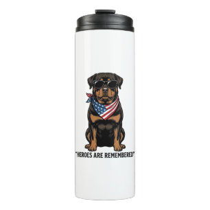 Garrafa Térmica Rottweiler Patriótico Cão Herói Design Vintage_1