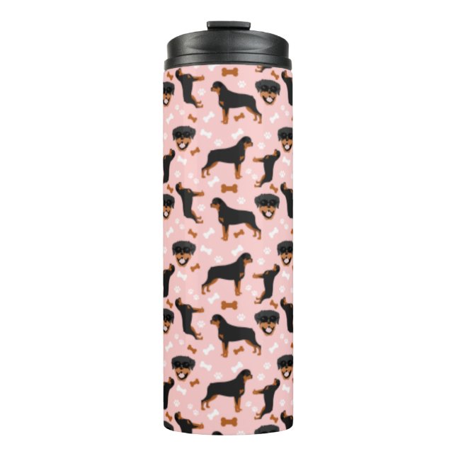 Garrafa Térmica Rottweiler Rottie Pattern Pawprint Tumble Térmico (Frente)