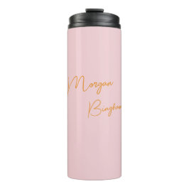 Garrafa Térmica Rótulo de monograma minimalista rosa