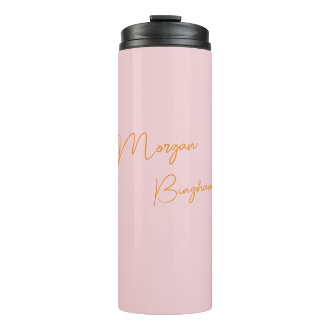 Garrafa Térmica Rótulo de monograma minimalista rosa (Frente)