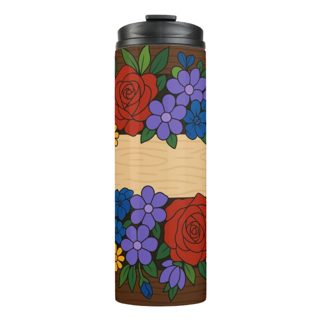 Garrafa Térmica Rótulo do nome da flor (Frente)