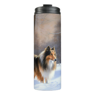 Garrafa Térmica Rough Collie Deixe Nevar Natal
