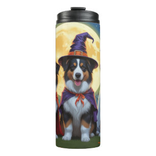 Garrafa Térmica Rough Collie Dogs Pumpkin Halloween Engraçado