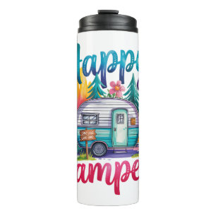 Garrafa Térmica Roupa de Acampamento Divertida Feliz Reboque de Ro