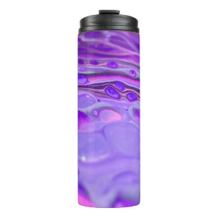 Garrafa Térmica Roxo Acrílico Rosa, Mármore de Pintura Fluida