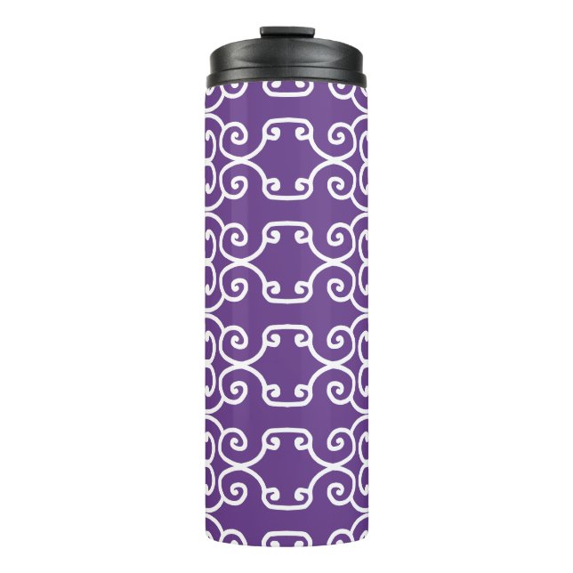Garrafa Térmica Roxo com rolhas brancas (Frente)