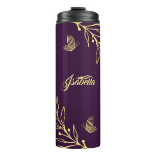 Garrafa Térmica Roxo floral elegante romântico