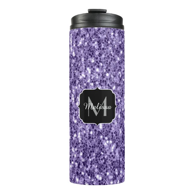 Garrafa Térmica Roxo ultra violeta brilho monograma (Frente)
