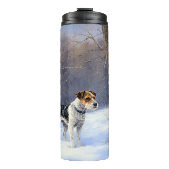 Garrafa Térmica Russell Terrier Deixe-o nevar no Natal (Frente)