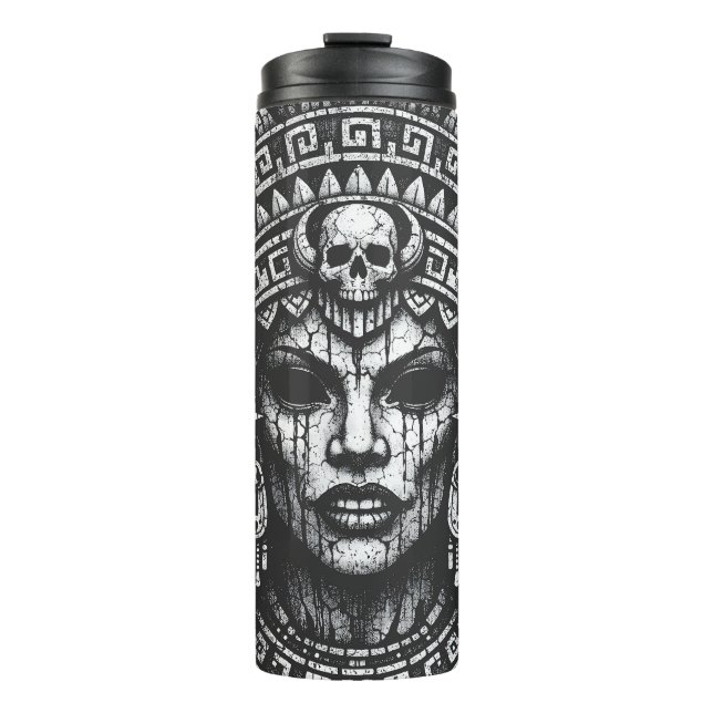 Garrafa Térmica Sacerdotisa Coroada com Caveira — por BurnsInHell (Frente)