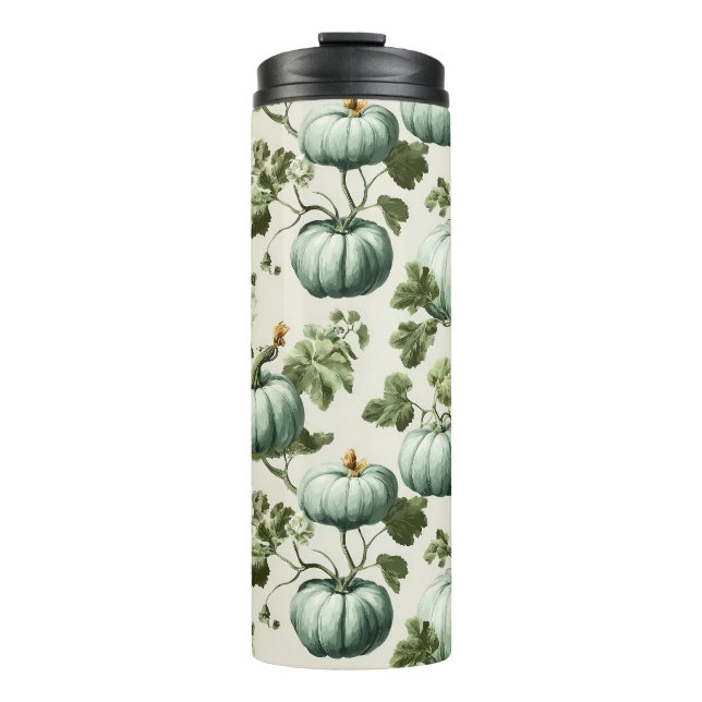 Garrafa Térmica Sage Green Pumpkins e Florais de outono (Frente)
