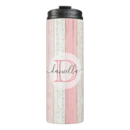 Garrafa Térmica Sage Russo Verde e Madeira Floral Rosa Personaliza