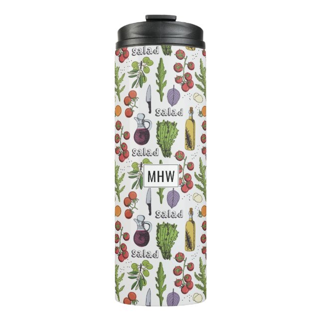 Garrafa Térmica Salad Patterno de monograma personalizado (Frente)