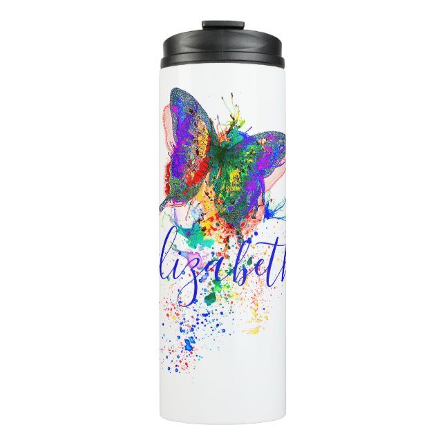 Garrafa Térmica Salpico de borboleta personalizado    (Frente)