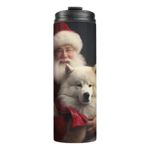 Garrafa Térmica Samoyed Com Papai Noel Natal Festivo