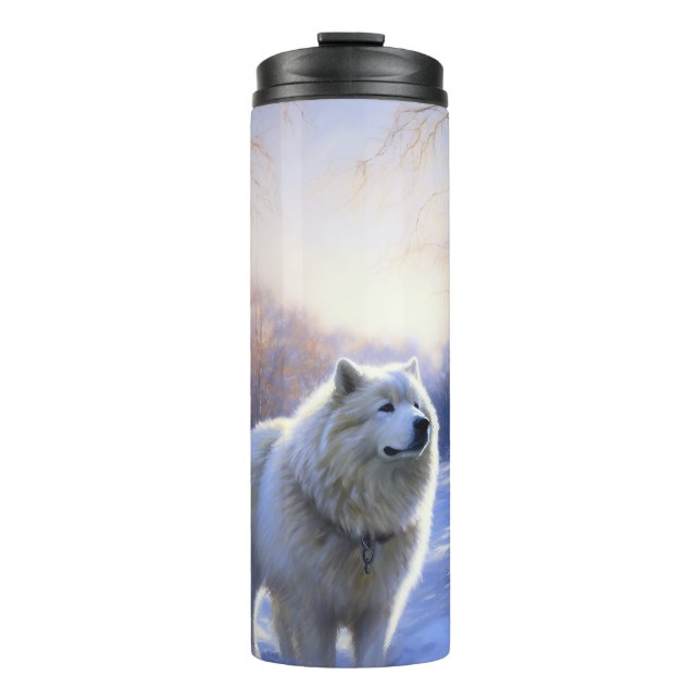 Garrafa Térmica Samoyed Deixe Nevar Natal (Frente)