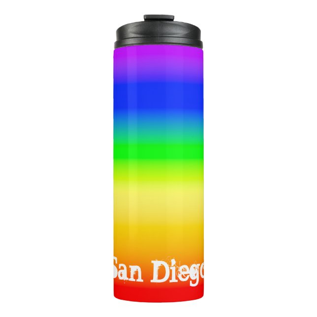 Garrafa Térmica San Diego Pride LGBT Rainbow Stripes (Frente)