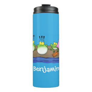 Garrafa Térmica Sapos engraçados bonitos ilustração de desenho ani