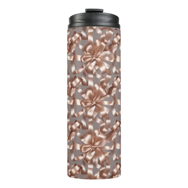 Garrafa Térmica Satin Ribbon Pattern – Elegant Soft Fabric Loop  (Frente)