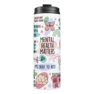 Garrafa Térmica Saúde Mental Importa Afirmação Colorida
