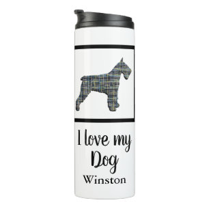 Garrafa Térmica Schnauzer Pet Dog Yellow & Blue Grid Silhouzer