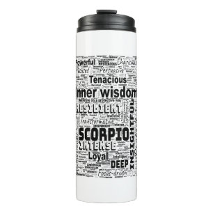Garrafa Térmica Scorpio Zodiac Word Cloud Inspiração