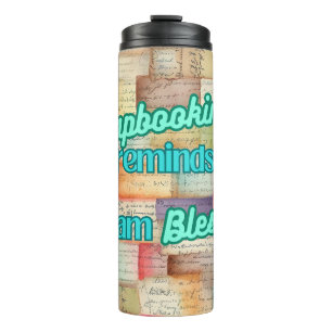 Garrafa Térmica Scrapbooking me lembra que sou abençoado