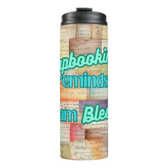 Garrafa Térmica Scrapbooking me lembra que sou abençoado (Frente)