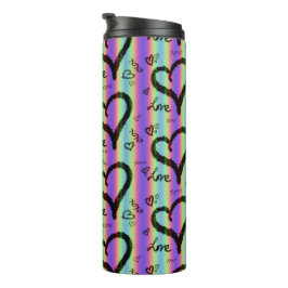 Garrafa Térmica Scribble Love Xoxo Heart Stripe Thermal Tumbler