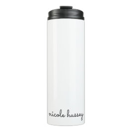 Garrafa Térmica Script Branco | Na moda Monograma Moderno Minimali