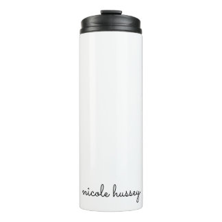 Garrafa Térmica Script Branco | Na moda Monograma Moderno Minimali