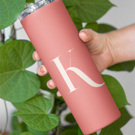 Garrafa Térmica Script de Monograma Rosa de na moda Trendy Girly B