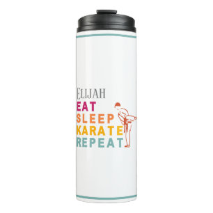 Garrafa Térmica Script Modern Kids Martial Arts Silhouette Karate