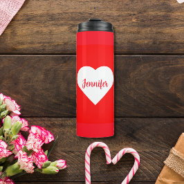 Garrafa Térmica Script Personalizado de Amor Vermelho Brilhante e