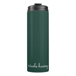 Garrafa Térmica Script Verde Esmeralda | Na moda Monograma Moderno
