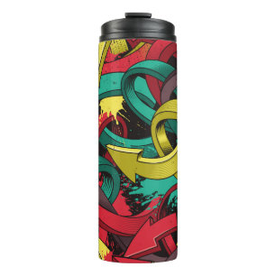 Garrafa Térmica Seamless colorful background of Graffiti on dark b