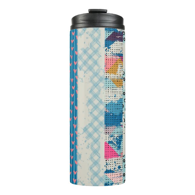 Garrafa Térmica Seamless pattern, patchwork tiles.  (Frente)