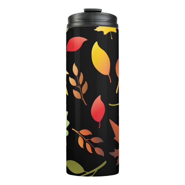Garrafa Térmica Seamless pattern with fallen autumn leaves and col (Frente)