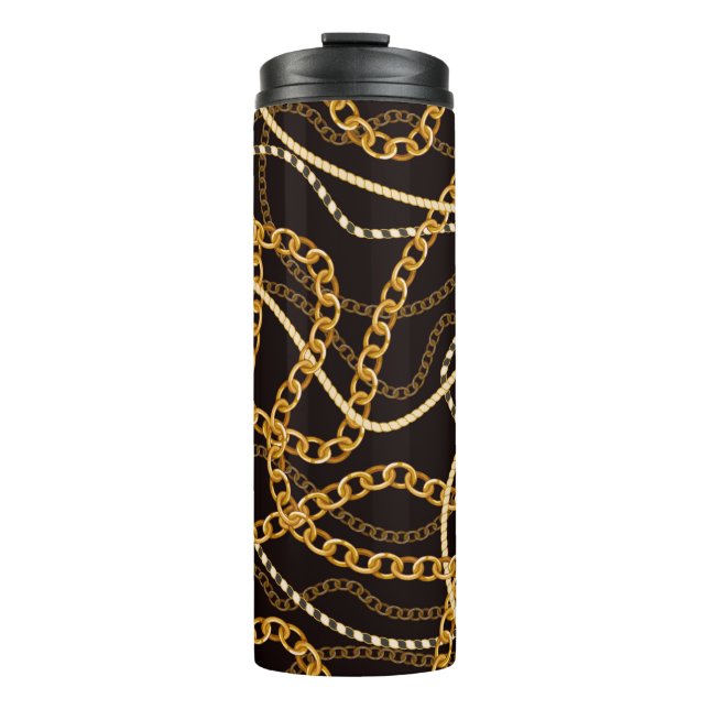 Garrafa Térmica Seamless pattern with golden chains.  (Frente)