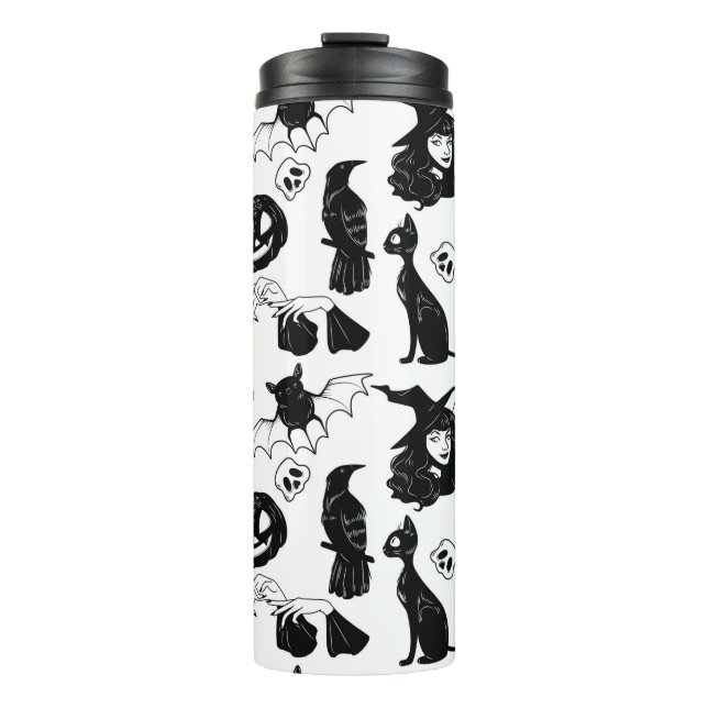 Garrafa Térmica Seamless pattern with Halloween cute hand drawn el (Frente)