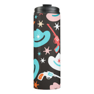 Garrafa Térmica Seamless pattern with revolvers, cowboy hats and s