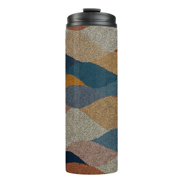 Garrafa Térmica Seamless wavy pattern. Complicated hand-drawn orna (Frente)