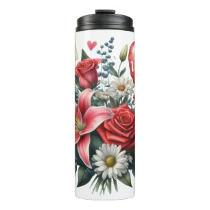 Garrafa Térmica Seja meu Namorados floral/coração